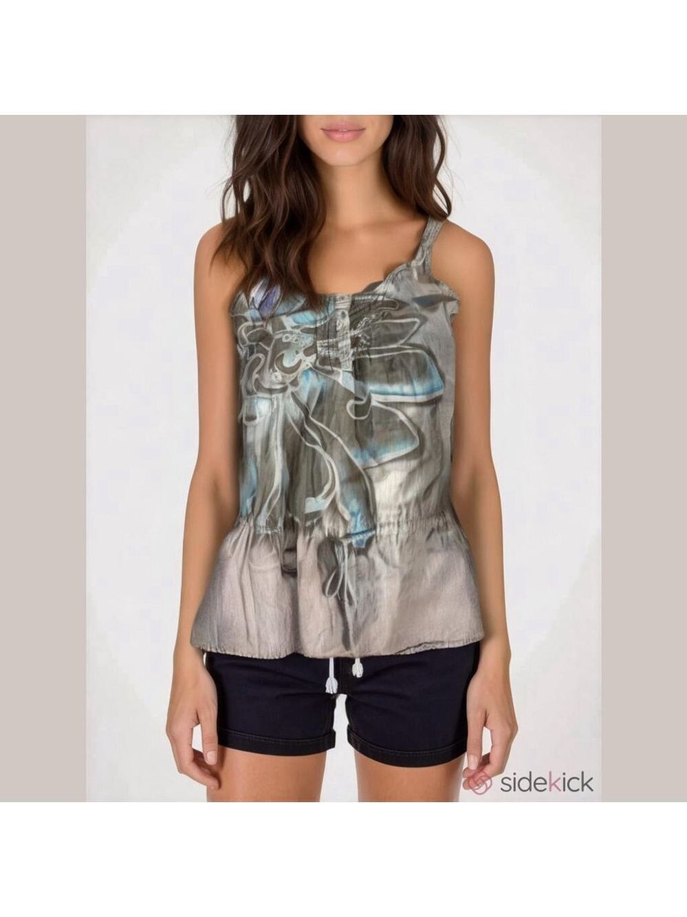 Garage long tank top with a tie at the waist.